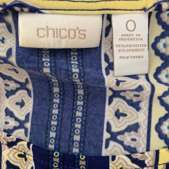 Chico's Top Women's Size 0 (4) Liquid Knit Flutter Paisley Soft Power Feminine - Picture 5 of 7